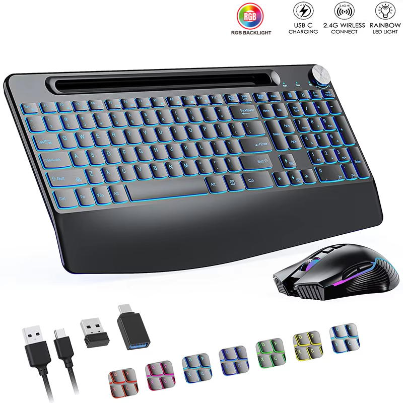 Gaming Keyboard Mouse Wireless - 2,4 G & Typ-C kabellose Tastatur-Maus-Kombination