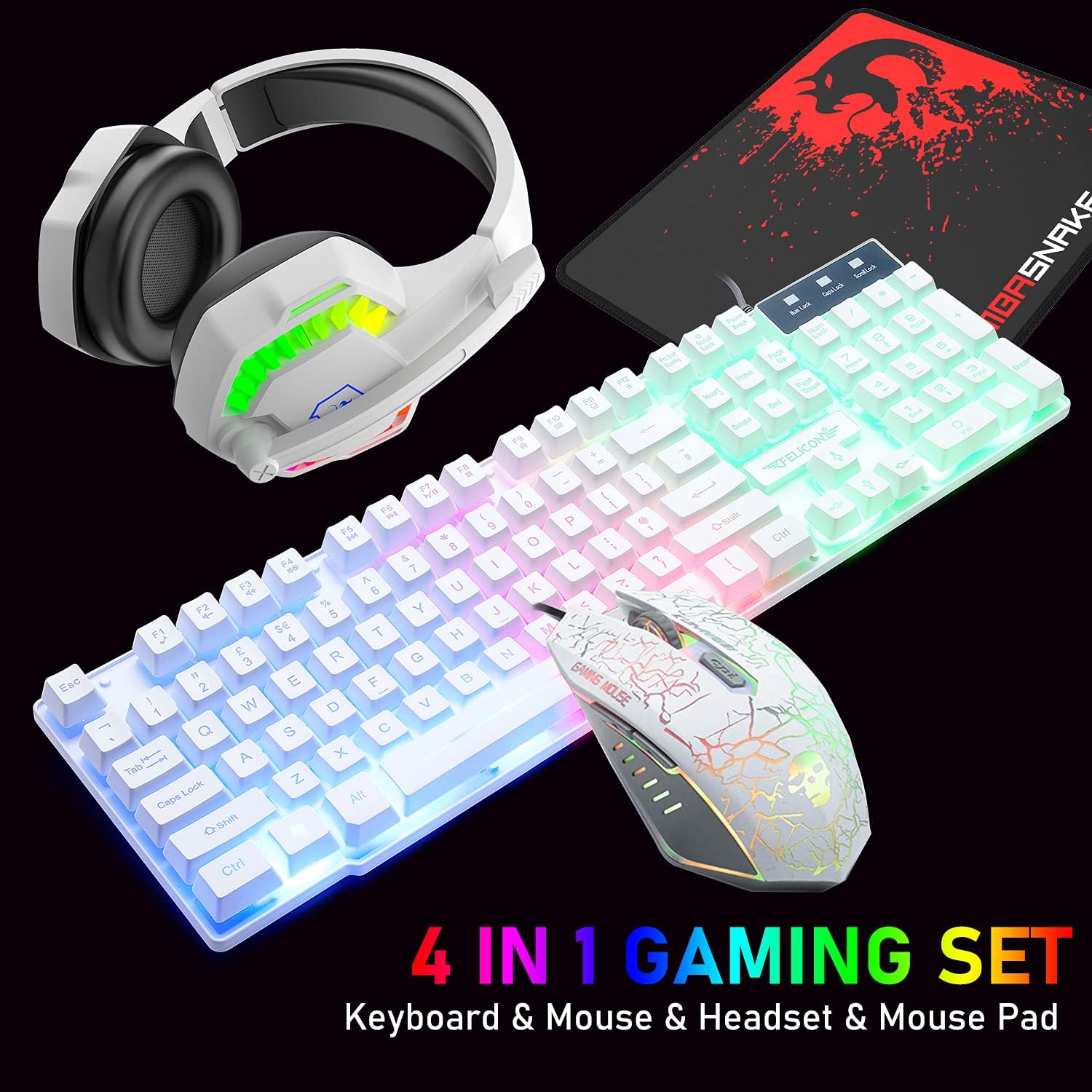 Gaming Keyboard Mouse Set - MAMBASNAKE T11 UK 100 % Gaming-Tastatur,