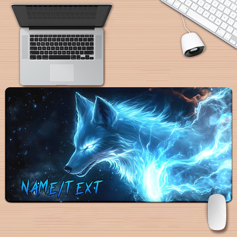 Gaming Keyboard Name - Benutzerdefiniertes Name-Magic-Wolf-HD-bedrucktes XXL-Mauspad, multifunktionales Gaming-Tastatur-Schreibtischpad für