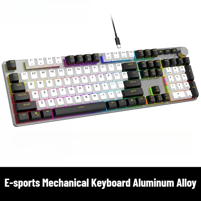 Gaming Keyboard No Noise - E-Sport Mechanische Tastatur aus Aluminiumlegierung Geräuscharme
