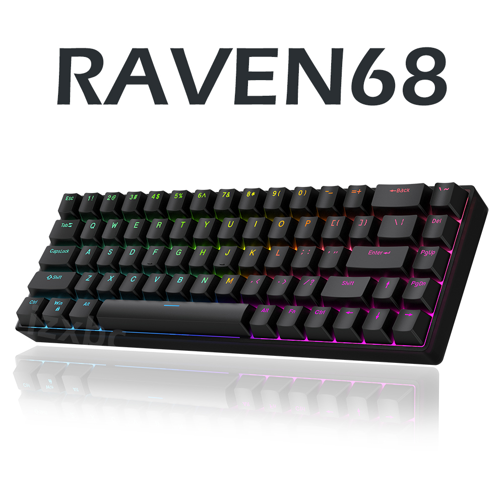 Gaming Keyboard Half - Raven68 Kabelgebundene mechanische Tastatur mit austauschbarem