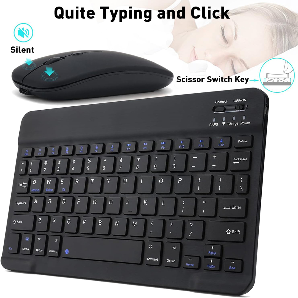 Gaming Keyboard Mouse Wireless - 10-Zoll-Wireless-Bluetooth-Mini-Tastatur für iOS-Handys und -Tablets, tragbare