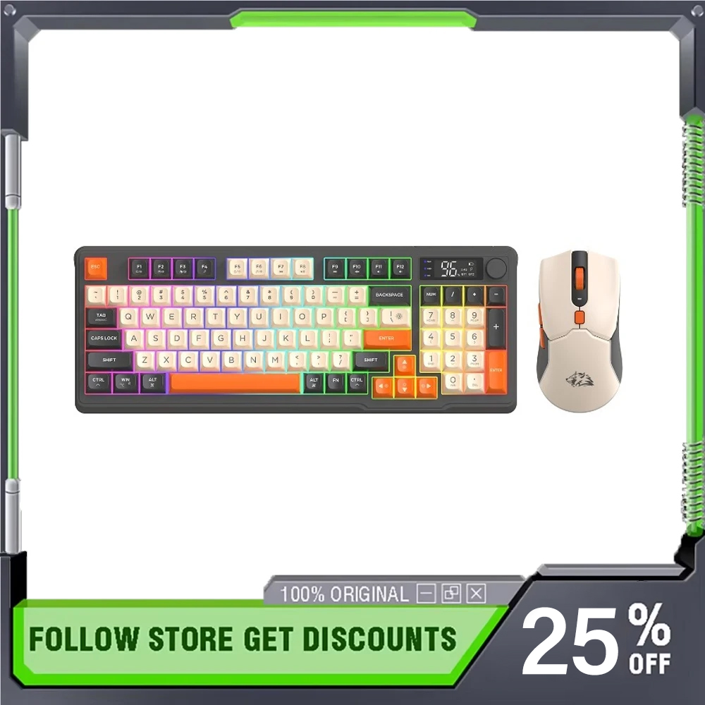 Gaming Keyboard Mouse Set - FreeWolf T96 Kabelloses Bluetooth Mechanisches Tastatur-