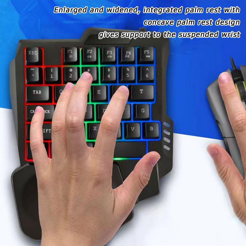 Gaming Keyboard Half - 35-Tasten-Gaming-Tastatur, einhändig, USB, verkabelt, einhändig, RGB-Hintergrundbeleuchtung,