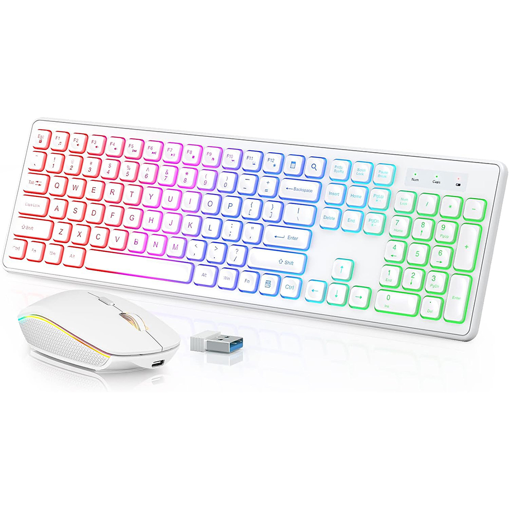 Gaming Keyboard Mouse Wireless - Kabellose Tastatur und Maus mit Hintergrundbeleuchtung,