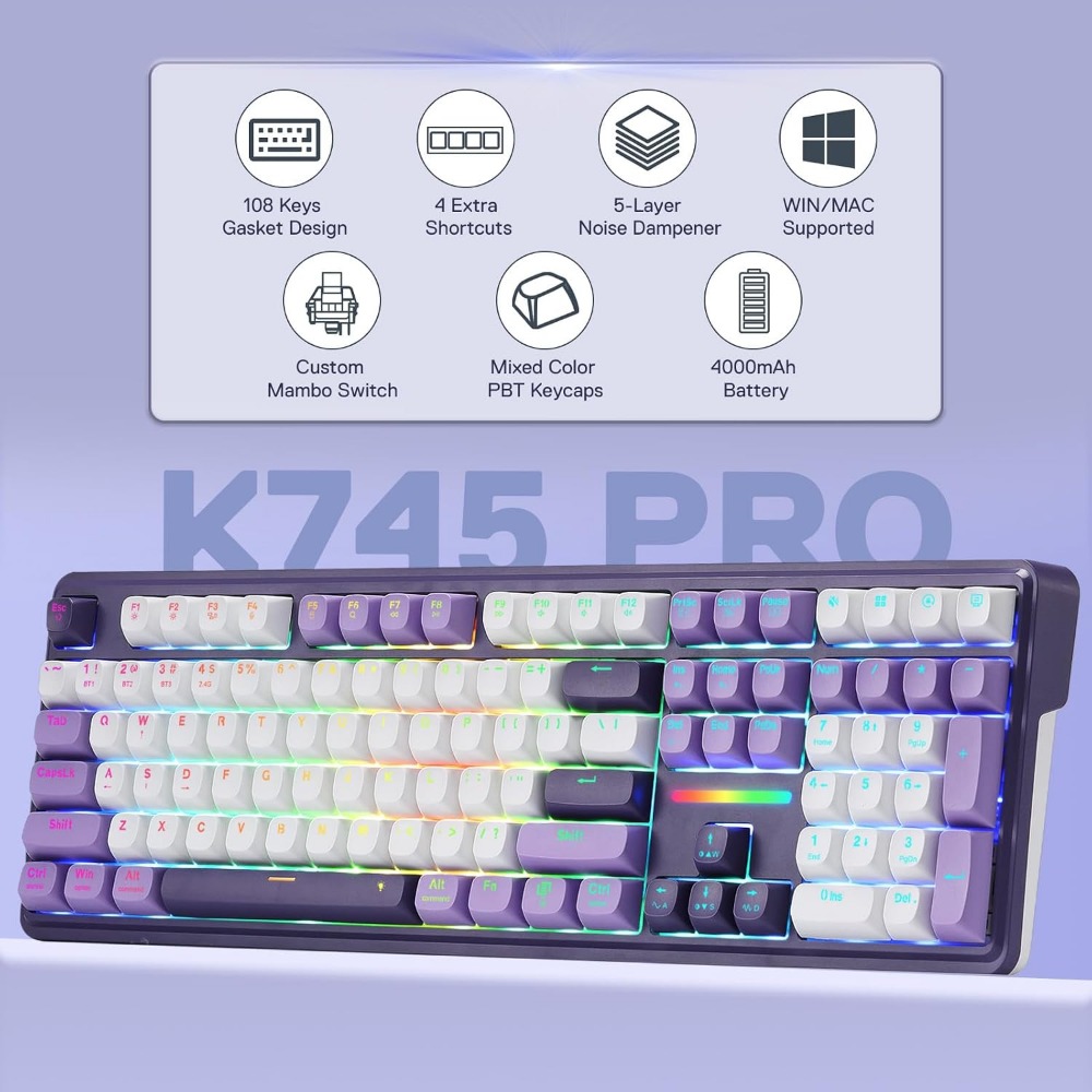 Kabellose RGB Mechanische Gami – Gaming Keyboard No Noise Bewertung und Preis