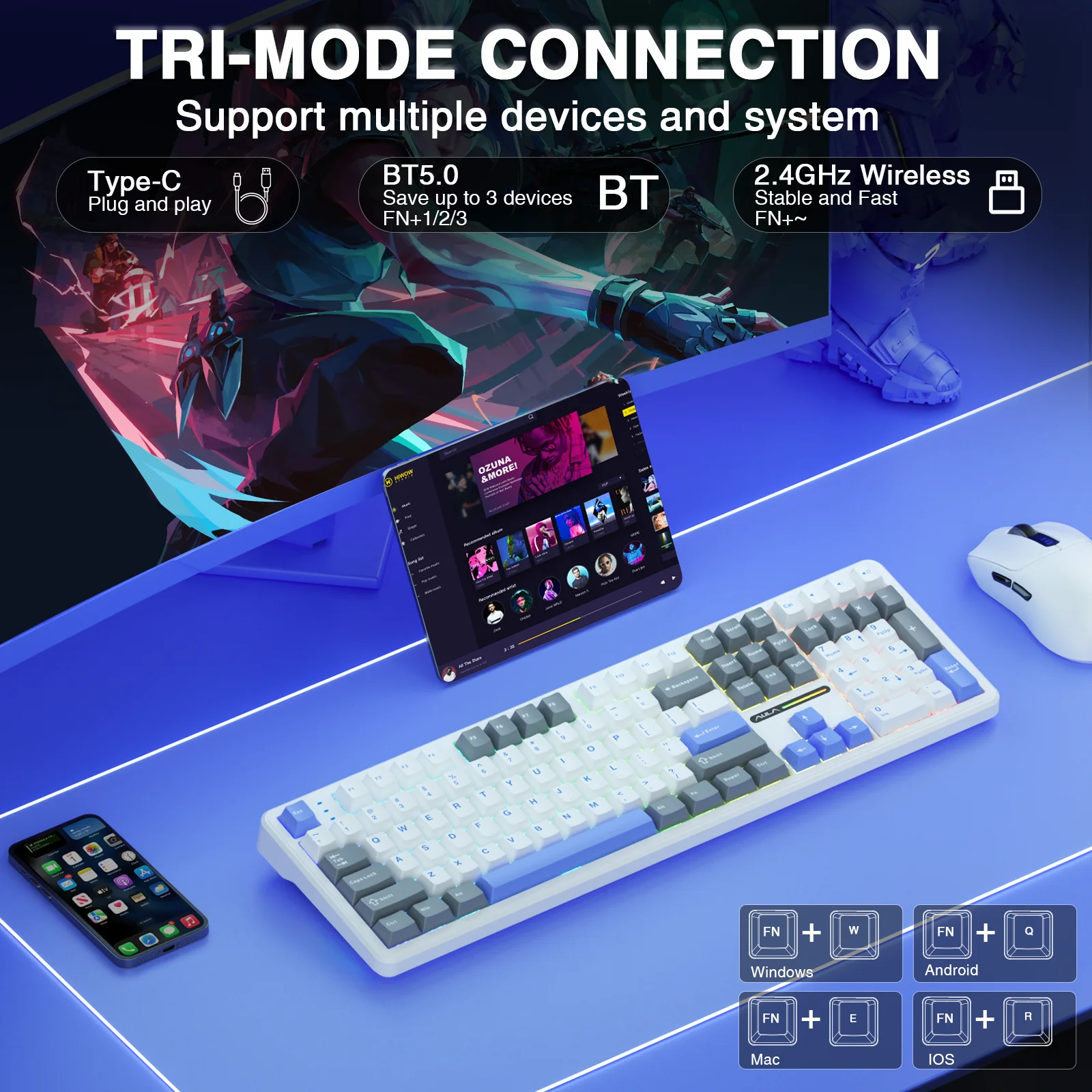 AULA F108 Kabellose Tastatur,  – Gaming Keyboard No Noise Bewertung und Preis